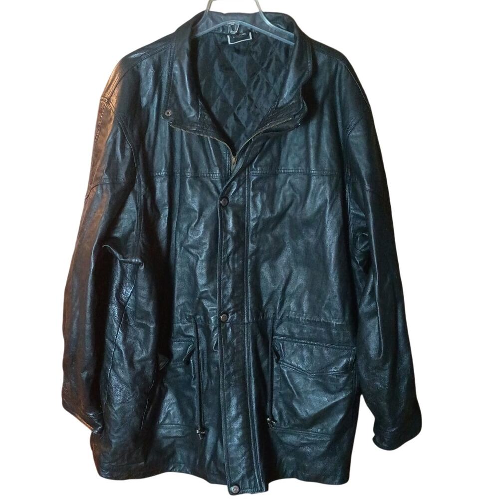 Mazzoni Men’s 3x Black Leather Heavy Polyester Filled Ski Drawstring Waist Coat